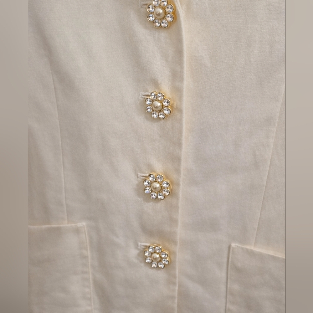 Jones New York Silk Blend Cropped Blazer Ivory Size 12 Classic Workwear Chic - Picture 3 of 5